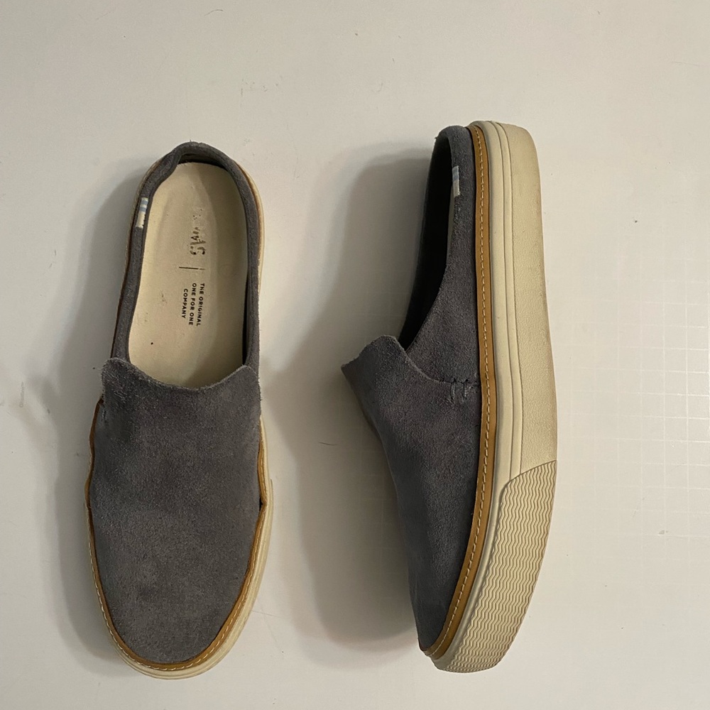 Toms Sunrise Gray Shade Suede Slip-On Slides Flats Mules Shoes Women's US 7.5